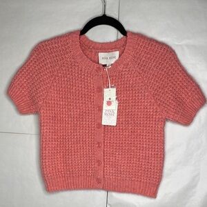 Pink Rose Women's Short Sleeve Coral Cardigan